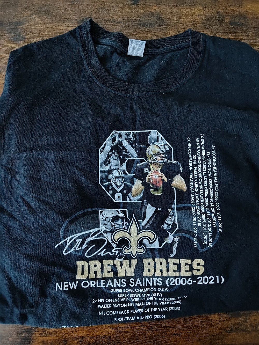 Drew Brees New Orleans Saints Black Graphic Tee